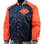 Men's Chicago Bears Starter Navy/Orange Lead Off Satin Varsity Jacket