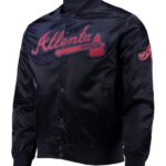 Navy Atlanta Braves Wordmark Full-Snap Jacket