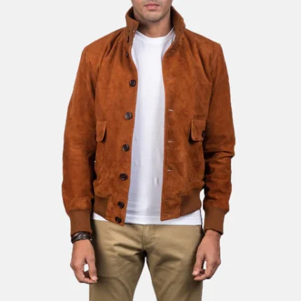 EATON BROWN SUEDE BOMBER JACKET
