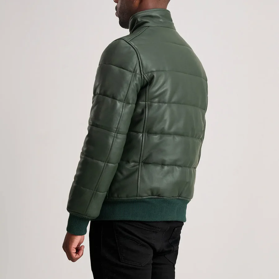 Lucas Leather Puffer Bomber Jacket - Image 8