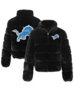 Women's Cuce Black Carolina Panthers Faux Fur  Bomber Jacket