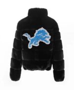 Women's Cuce Black Carolina Panthers Faux Fur  Bomber Jacket - Image 3