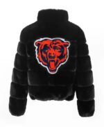 Women's Cuce Black Chicago Bears Faux Fur Full-Zip Bomber Jacket - Image 2