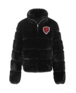 Women's Cuce Black Chicago Bears Faux Fur Full-Zip Bomber Jacket