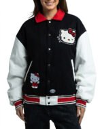 Helle Kitty Black And White Varsity Jacket