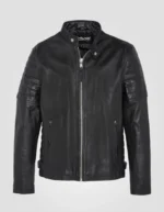 Black biker jacket, cowhide leather